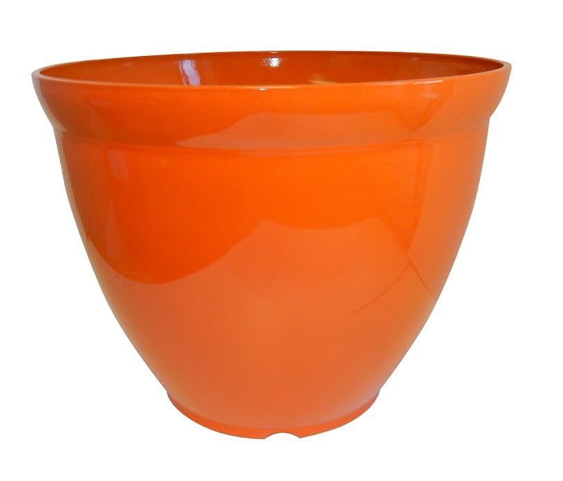 15 x 11.5 Inch Bell Planter Orange Gloss - 12 per case - Decorative Planters